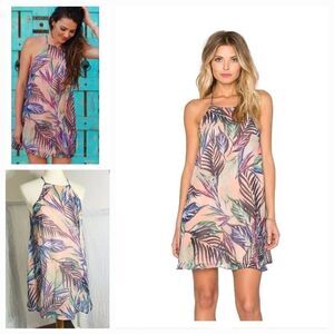 Show Me Your MuMu NWT Tropical Palm Print Halter Gomez Mini Dress Size Small